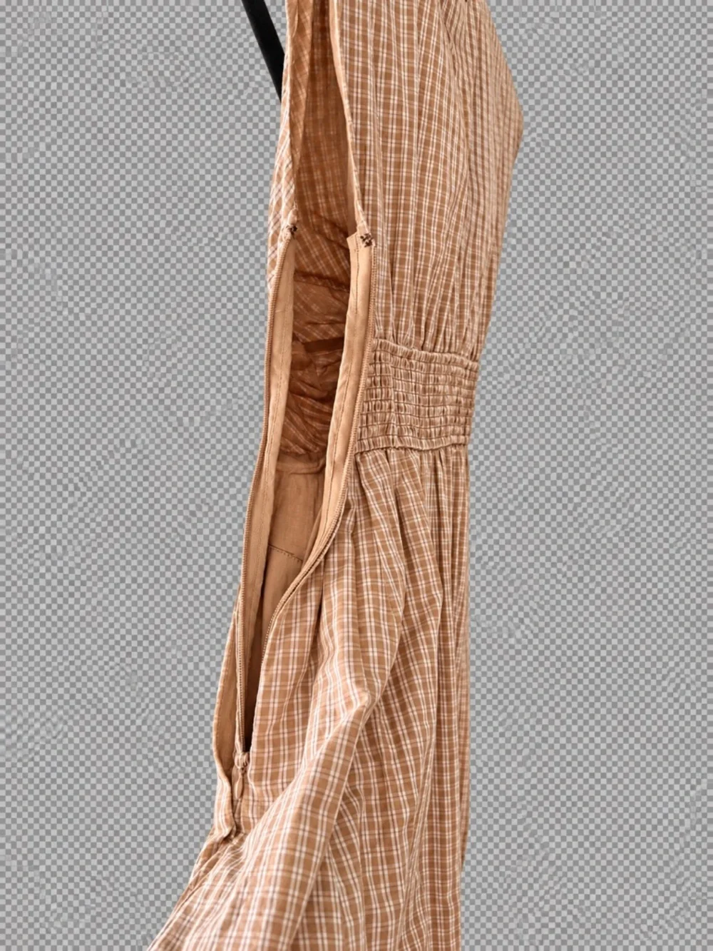 Abercrombie Tan Gingham Twist-Front Maxi Dress| S